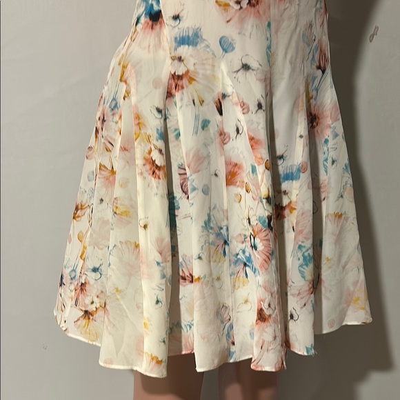 Rebecca Taylor Poppy Print 100% Silk Godet Lined Dress Size 8 - Picture 4 of 16